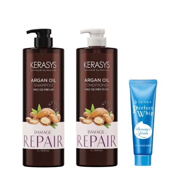 Shampoo 1L e Condicionador 1L-Argan Oil – Cabelos Secos (Grátis SENKA – Perfect Whip A 50g)